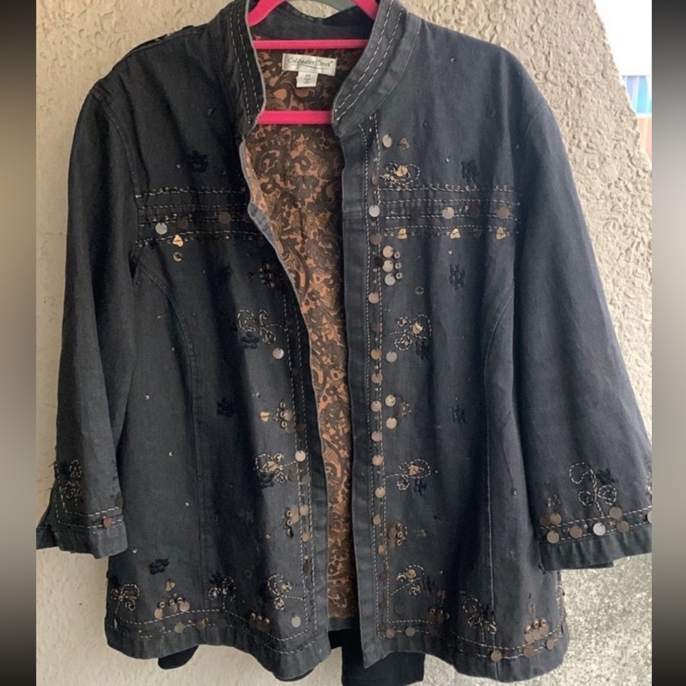 Coldwater Creek 2X Adorned Jean Jacket